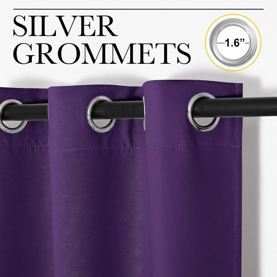 Royal purple curtain silver grommet detail