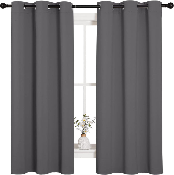 Grey blackout curtain pair full view