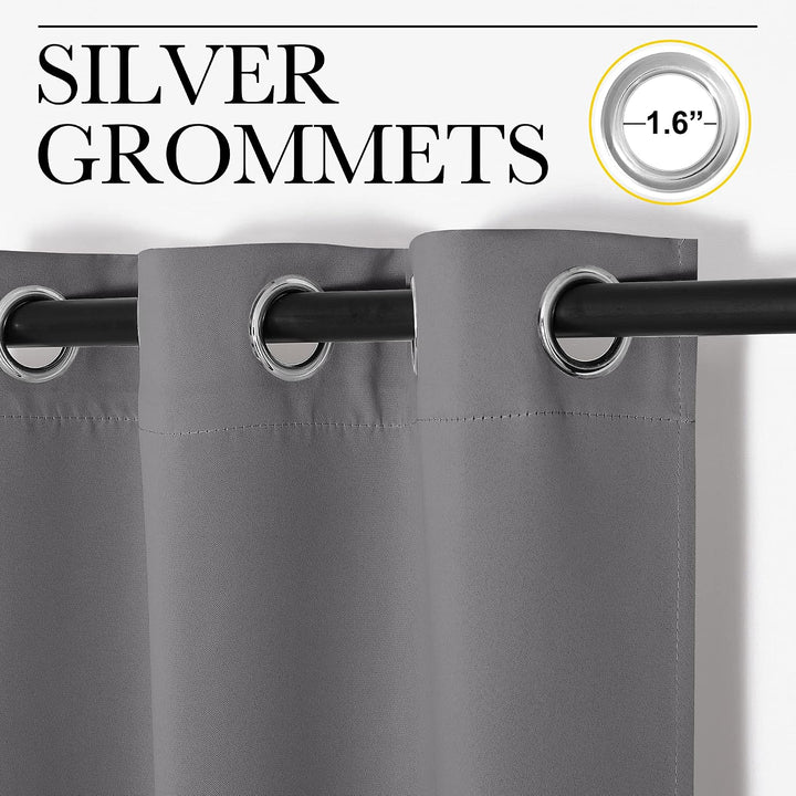 Grey curtain silver grommet detail