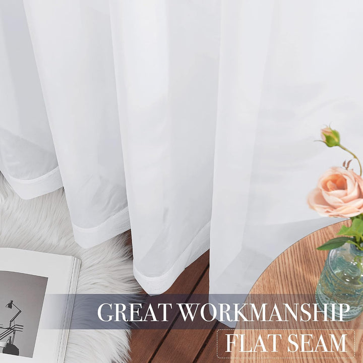 White sheer curtain flat seam