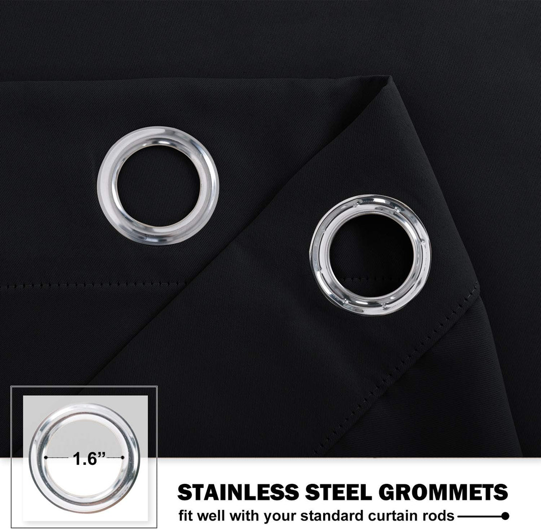 Black kitchen curtain silver grommet detail