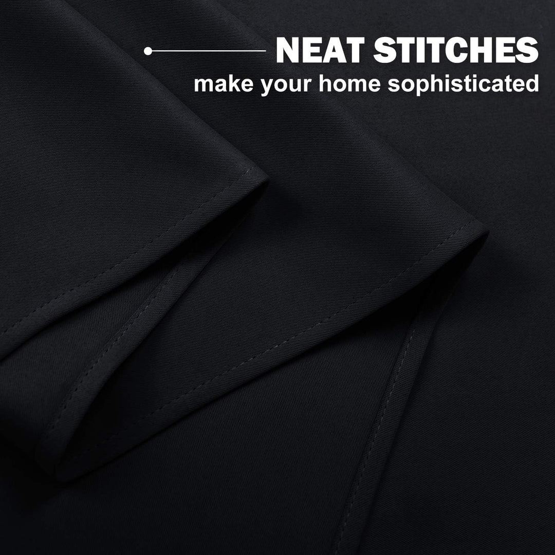 Black kitchen curtain stitched hem