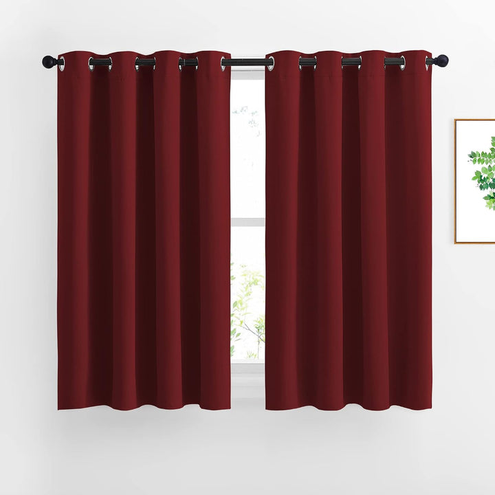 Burgundy red blackout curtains, two panels