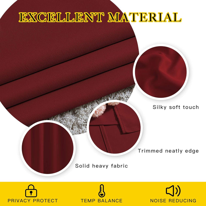 Burgundy curtain fabric and stitching details