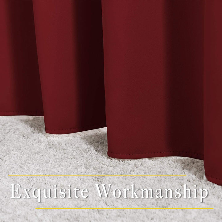 Burgundy curtain hem close-up