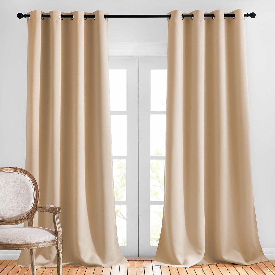 Biscotti Beige blackout curtains, two-panel set