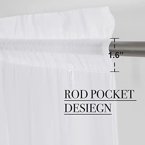 White sheer rod pocket curtain panel detail