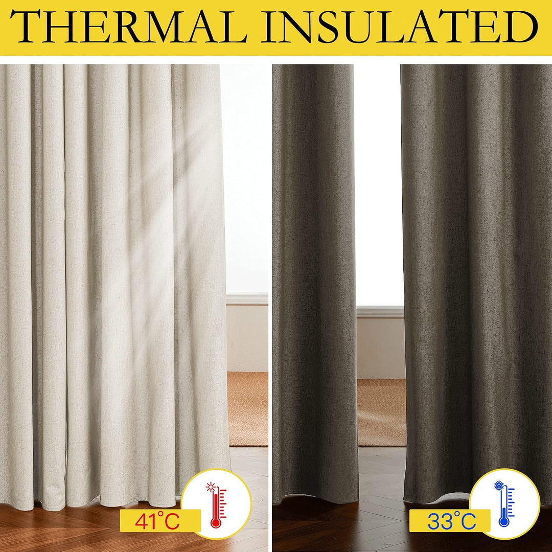 Beige lined blackout curtains thermal insulation illustration