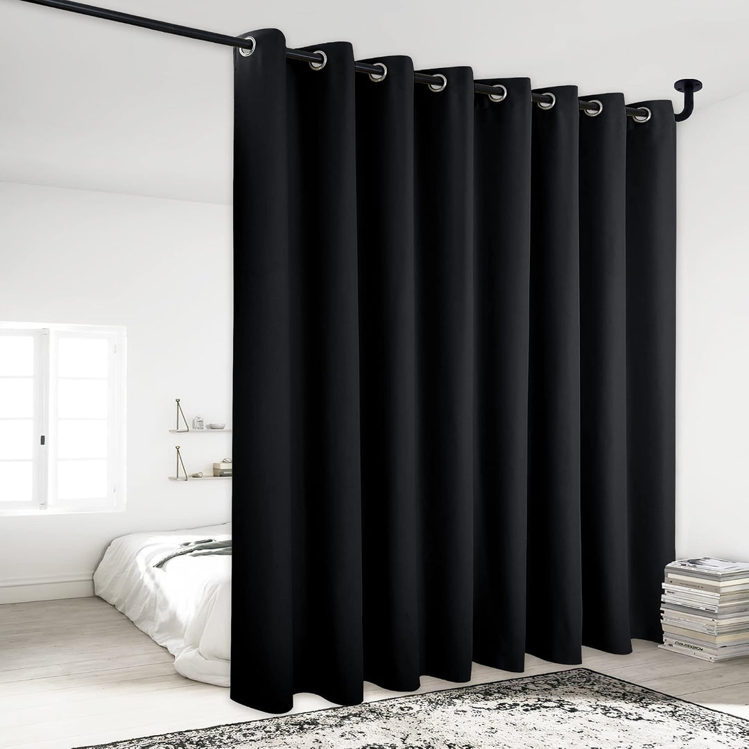 Black 120 x 84 inch blackout room divider curtain, one panel
