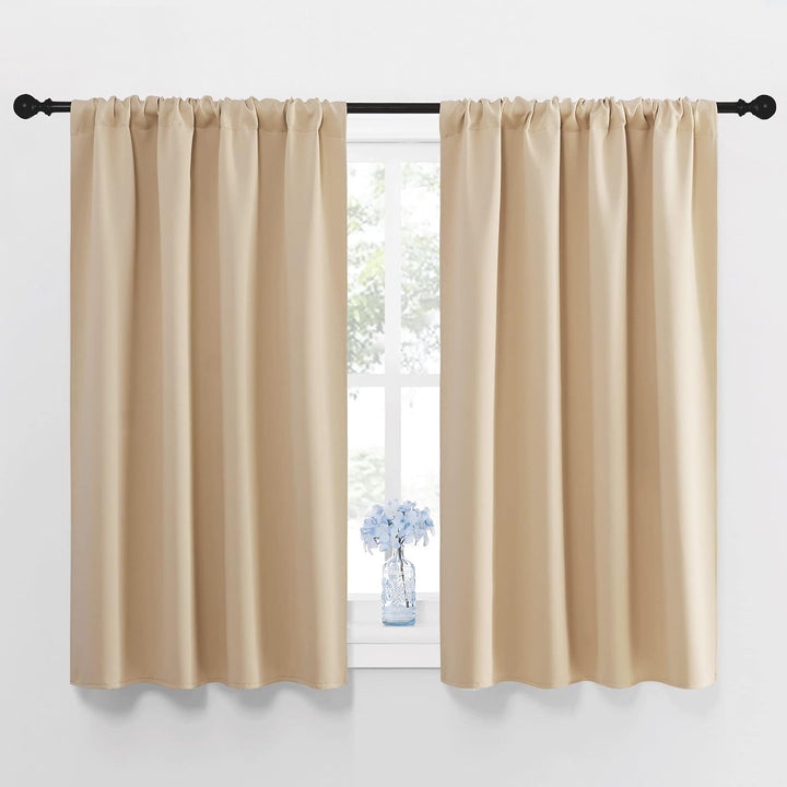 Biscotti Beige 42 x 45 inch rod-pocket blackout curtain pair