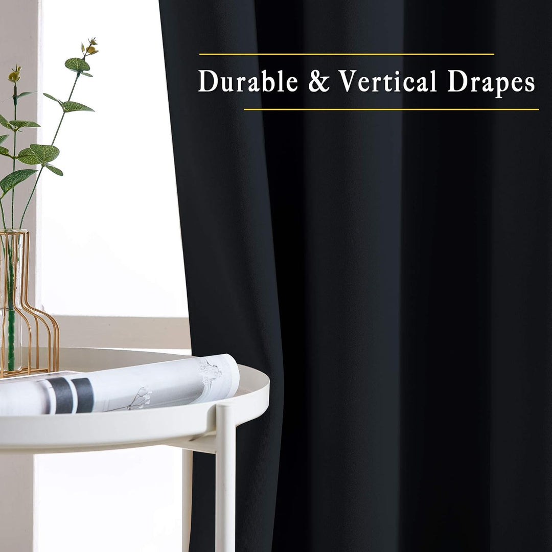 Black curtain drape and room view