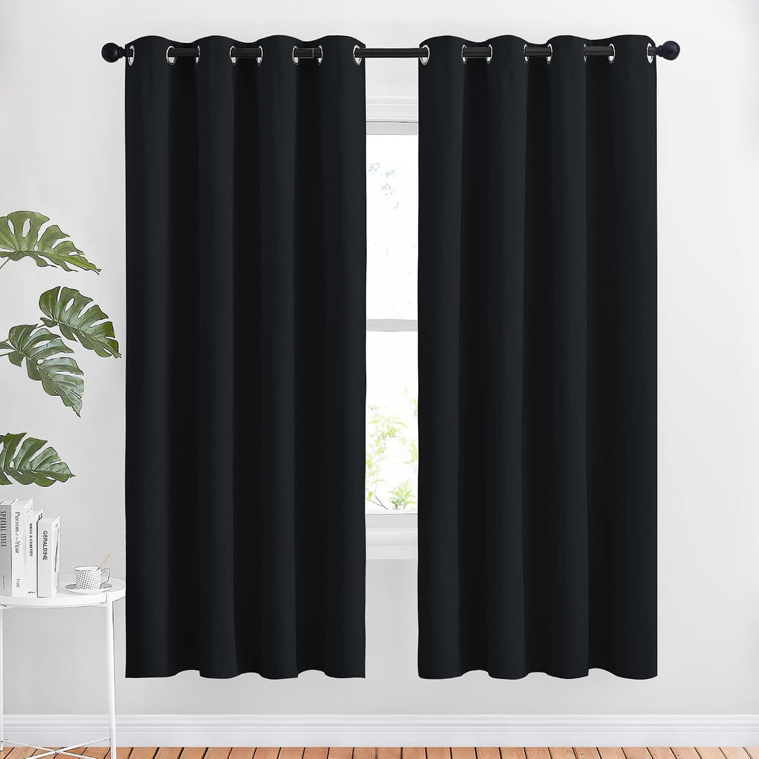 Black 52-by-72-inch two-panel blackout curtain set