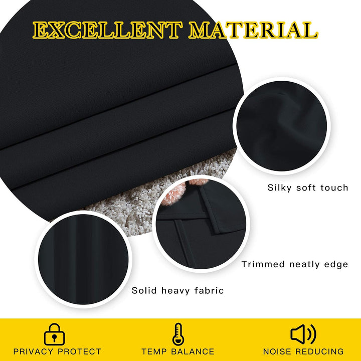 Black curtain fabric texture and finished edge