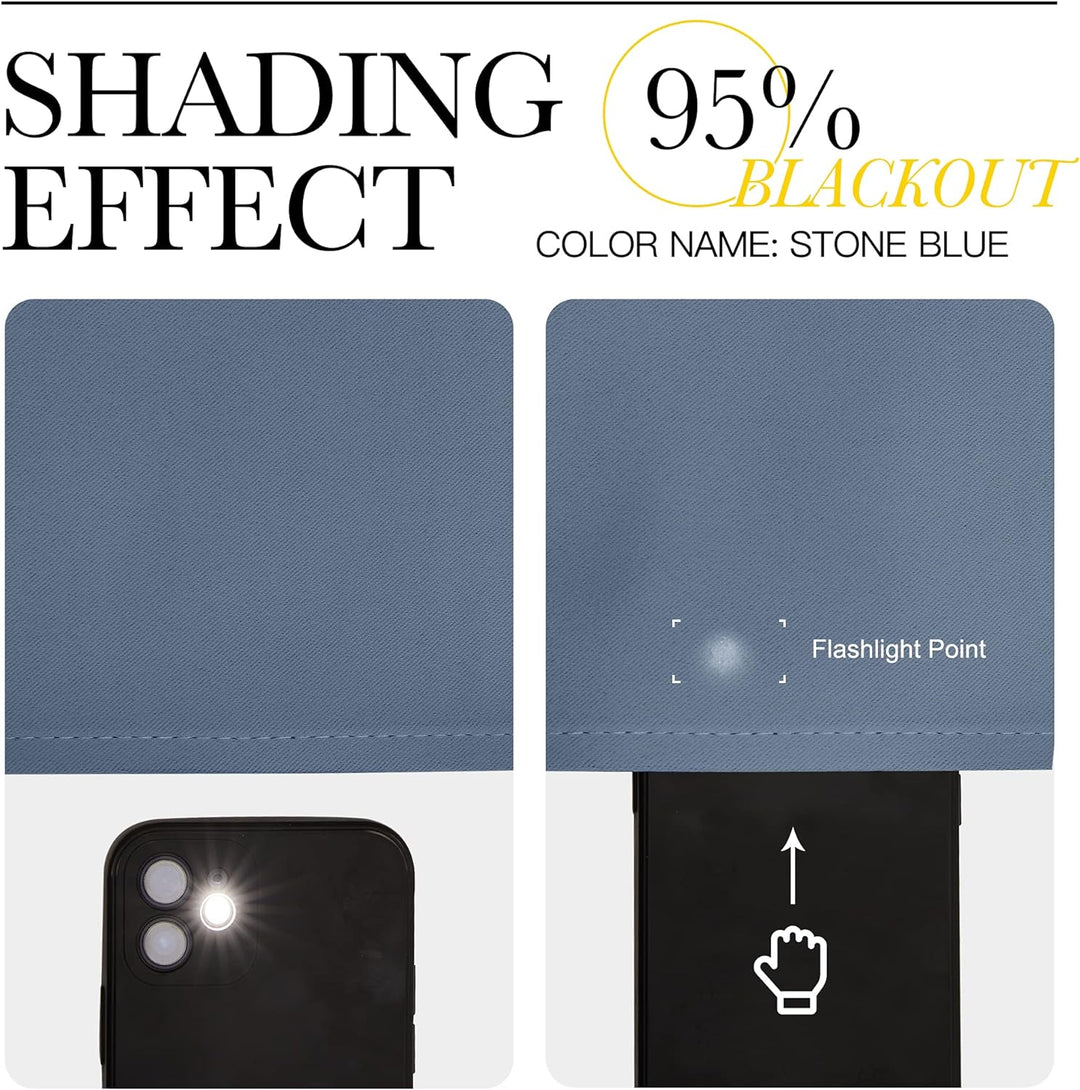 Stone Blue curtain fabric light-blocking detail