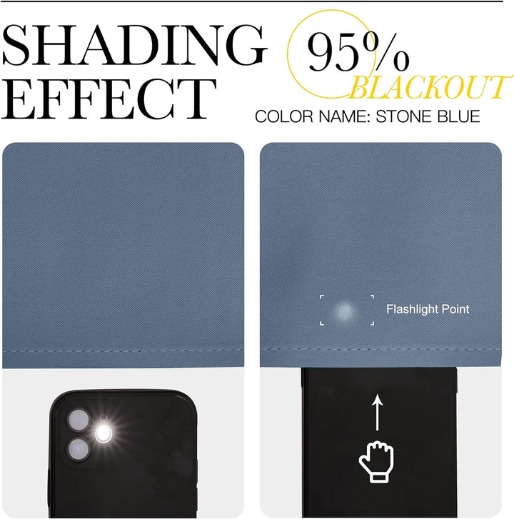 Stone Blue curtain fabric light-blocking detail