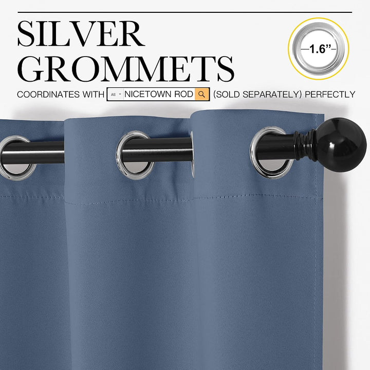 Stone Blue curtain silver grommet header detail