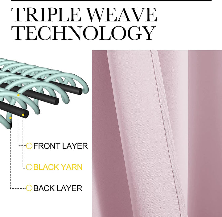 Triple-weave baby pink curtain fabric detail