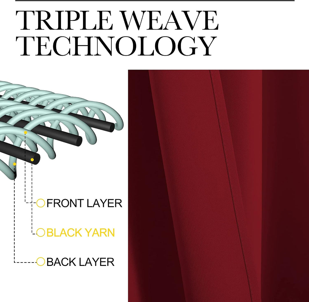Burgundy red curtain triple-weave fabric