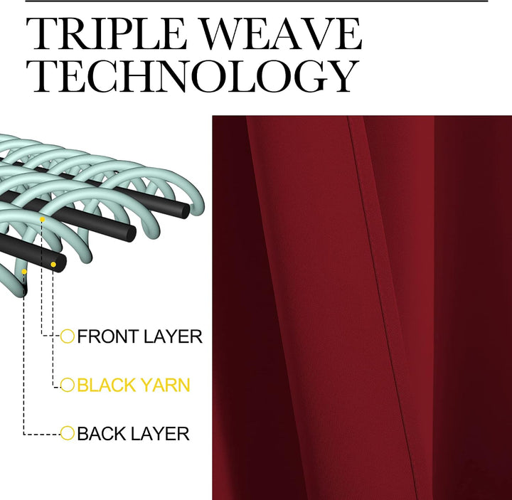 Burgundy red curtain triple-weave fabric