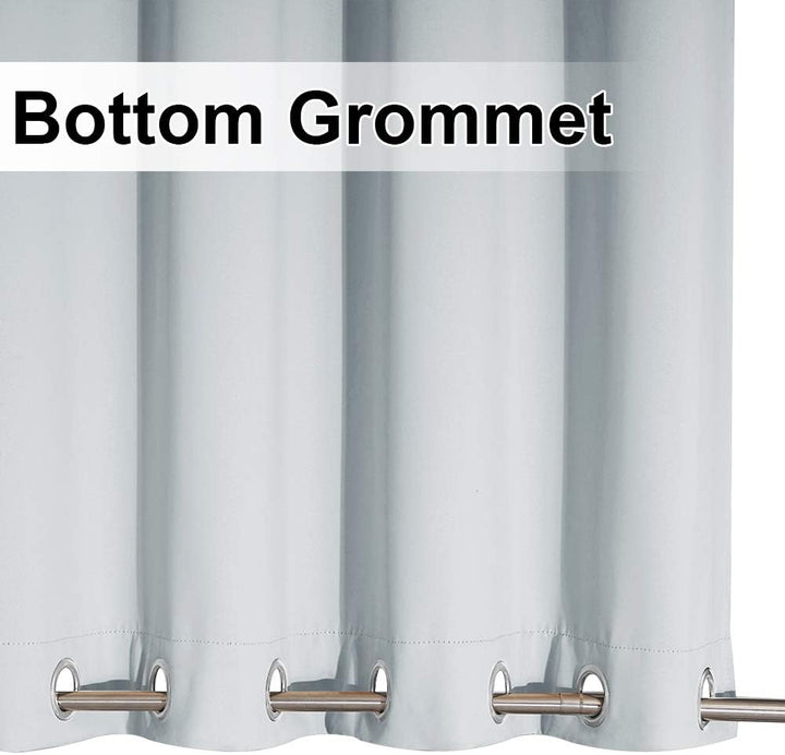 Greyish white outdoor curtain bottom grommets