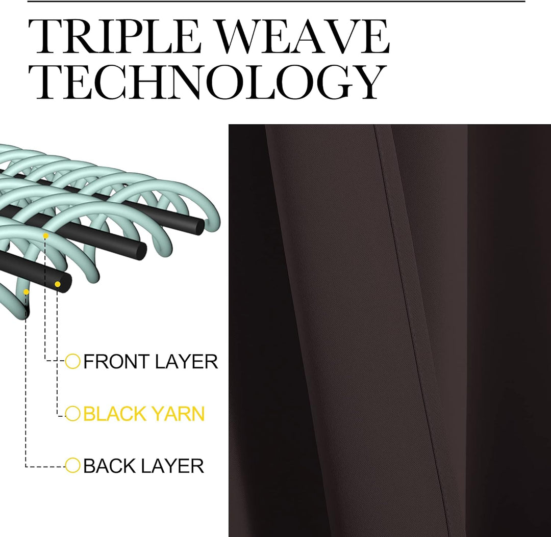 Black curtain triple-weave fabric construction