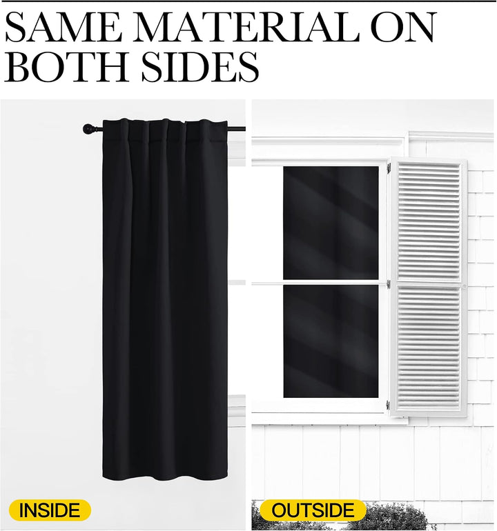 Unlined black curtain same-colour fabric on both sides