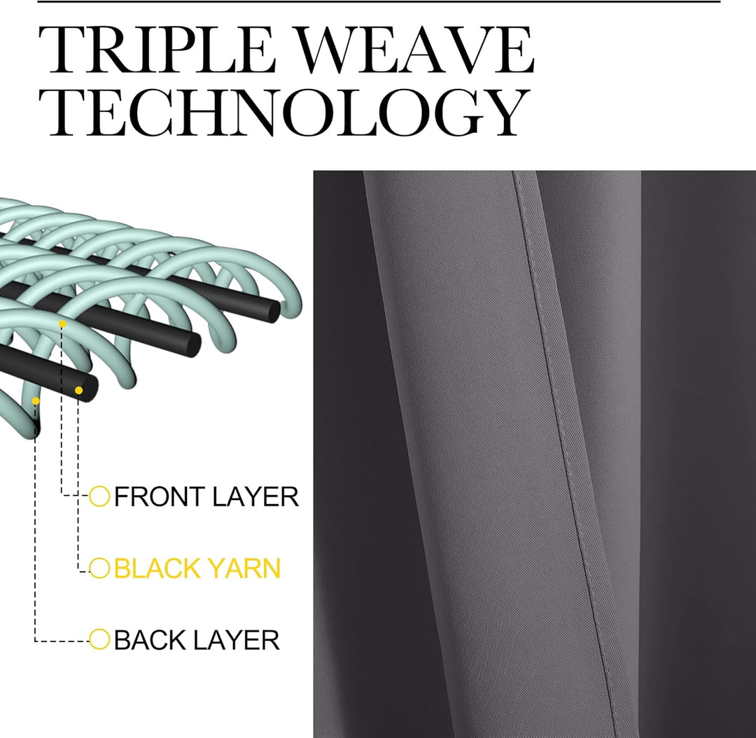 Triple-weave grey curtain fabric detail