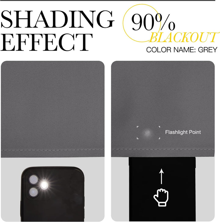 Grey curtain light-reduction demonstration