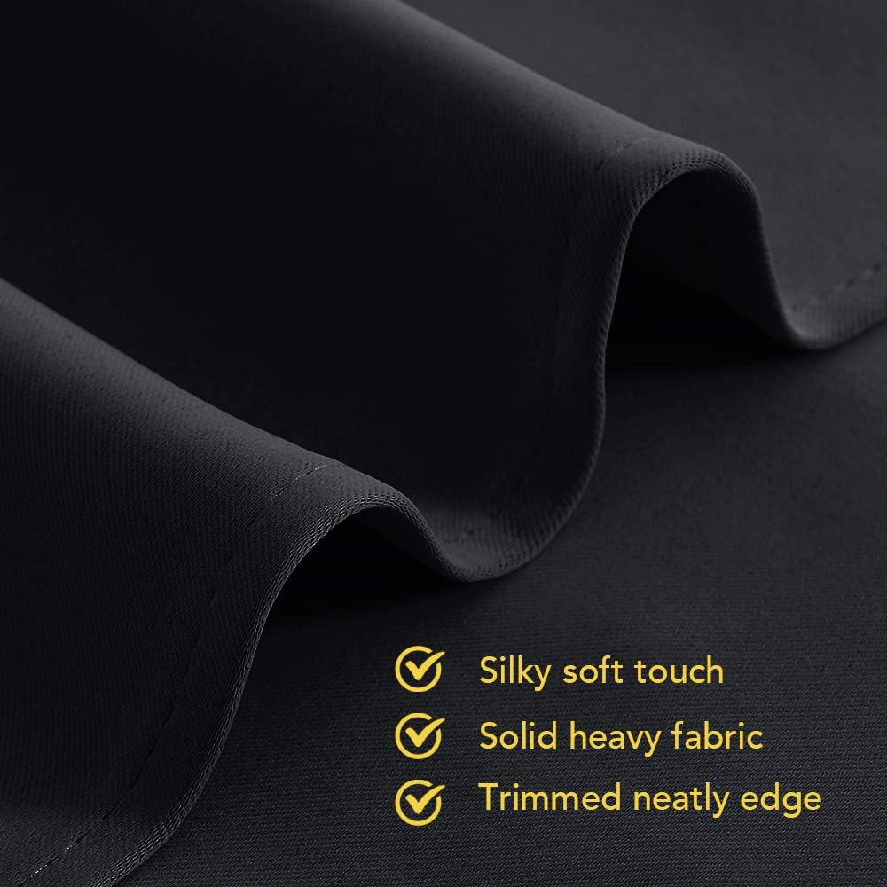 Black curtain fabric texture and finished edge