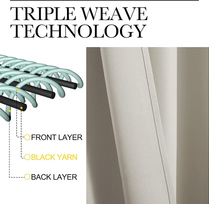 Natural triple-weave curtain fabric detail