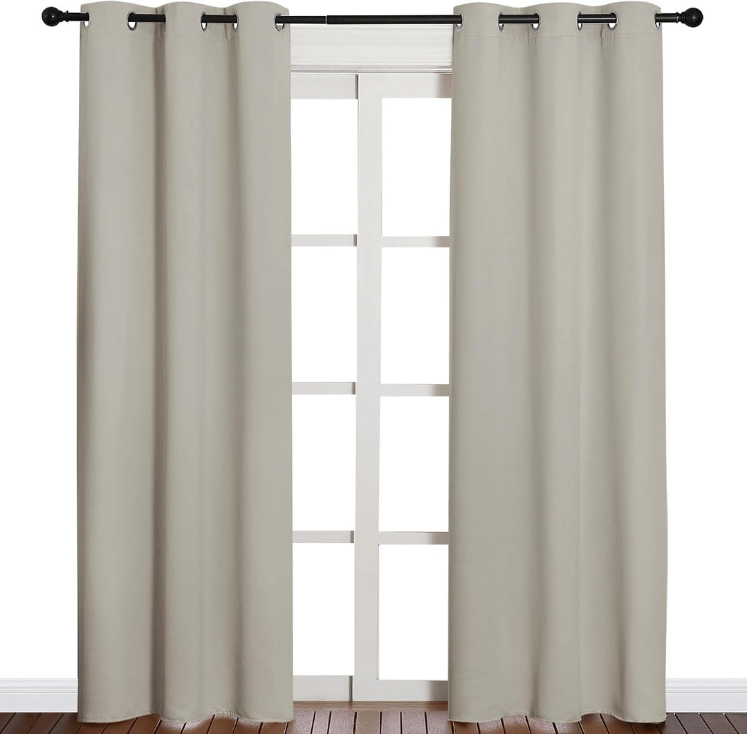 Natural curtain panels in a second room view