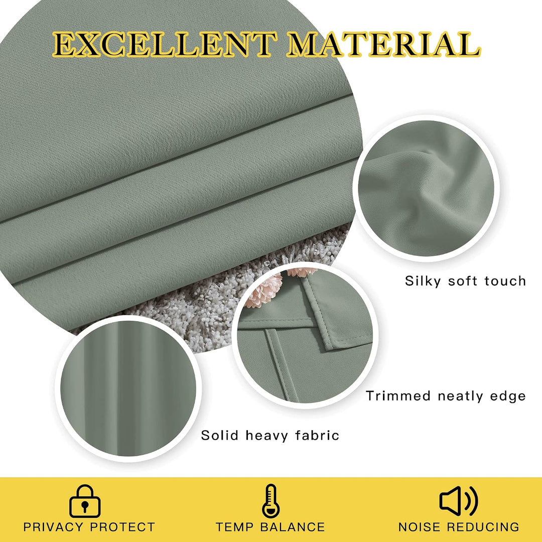 Sage green curtain fabric and finishing
