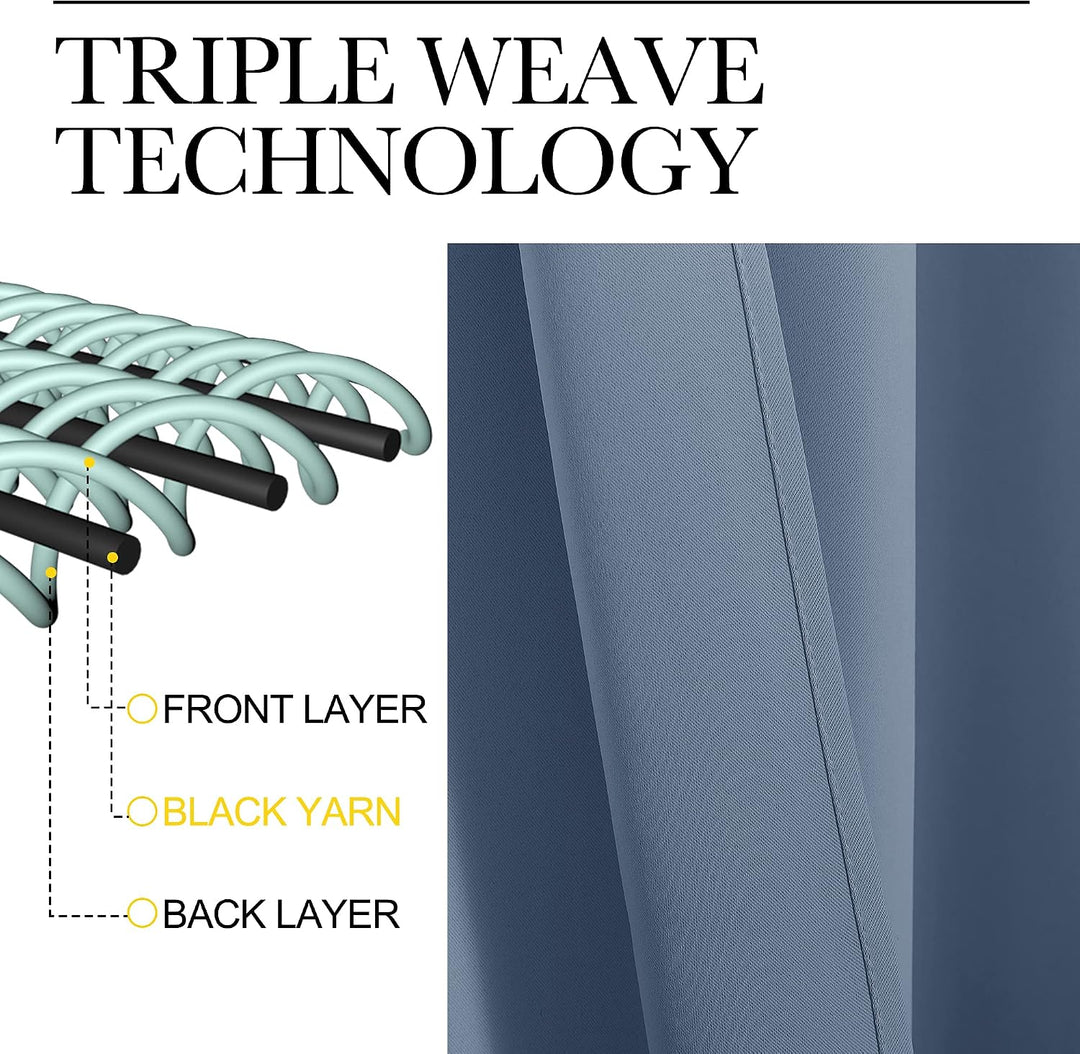Stone blue triple-weave curtain material