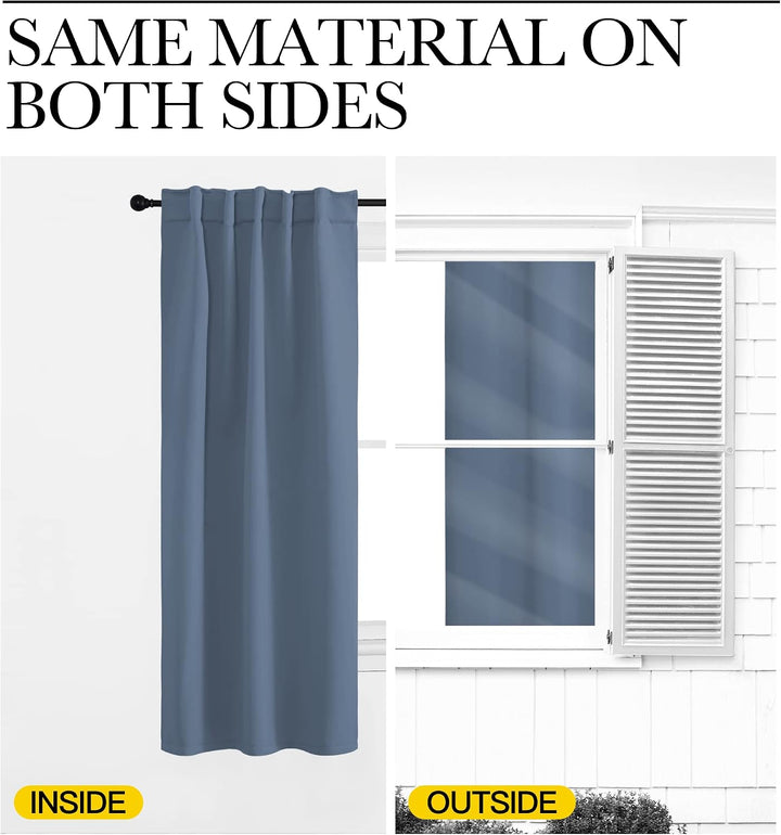 Stone blue curtain same-colour fabric on both sides
