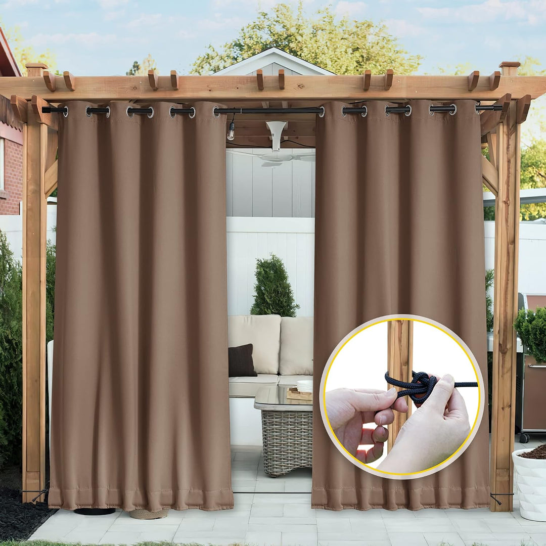 Two cappuccino panels fitted to a pergola