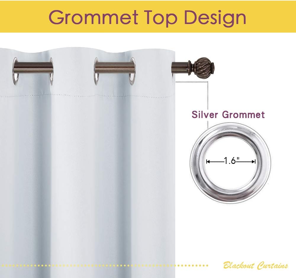 Greyish white curtain silver grommet detail