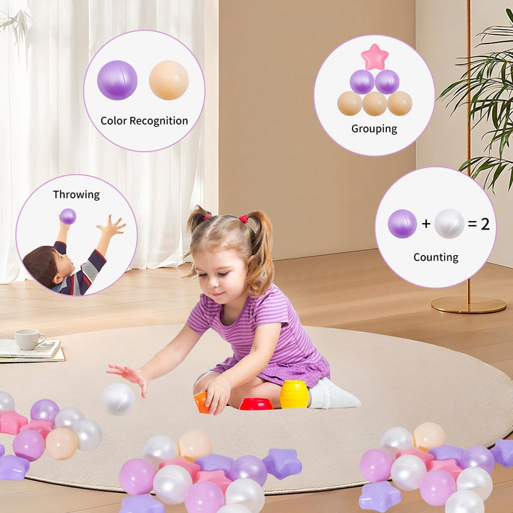 Pastel star and round ball pit balls, view 4