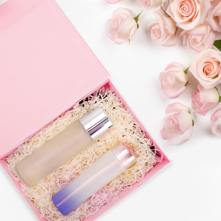Four pink magnetic gift boxes with ribbons, view 4