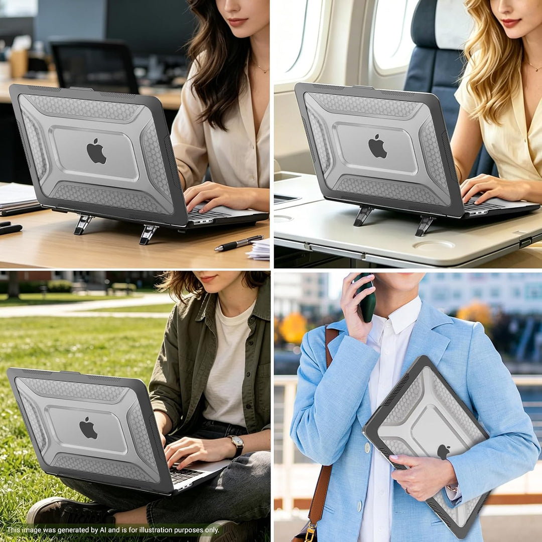 Black honeycomb bumper case with kickstand for compatible 13.6-inch laptop, view 6