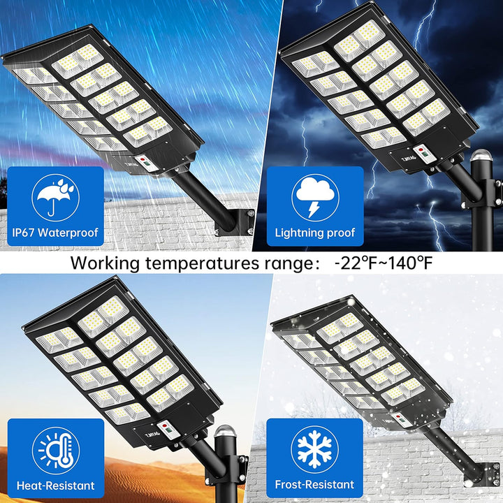JAYNLT Y - 5200W Solar Street Lights Outdoor,420000LM 6500K Commercial Parking Lot Lights Dusk to Dawn, Waterproof Solar Security Flood Lights with Motion Sensor and Remote for Yard, Garage, Driveway - Just Closeouts Canada Inc.