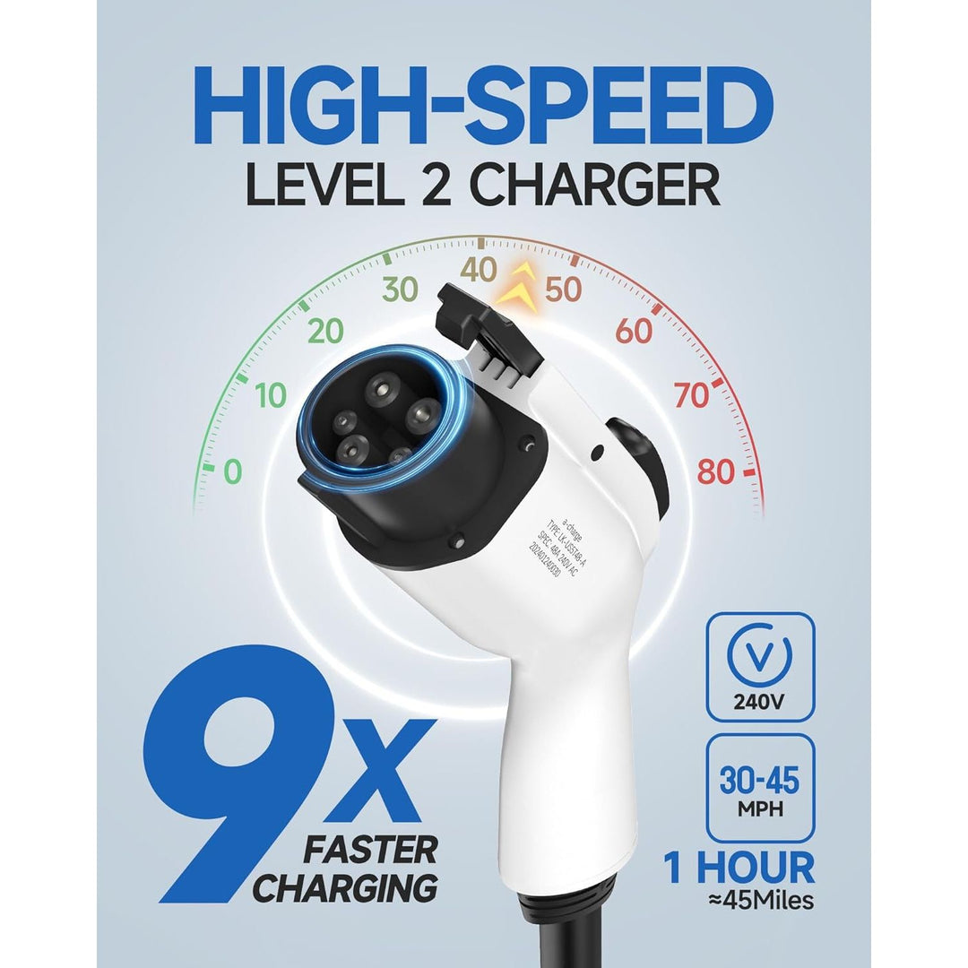 JEEKVISEN Level 2 EV Charger 48Amp 240V NEMA 14 - 50 Plug: Electric Vehicle Charging Station with APP Control, WiFi Enabled EVSE, RFID Card - Compatible with Tesla and All EV Brands (White) - Just Closeouts Canada Inc.