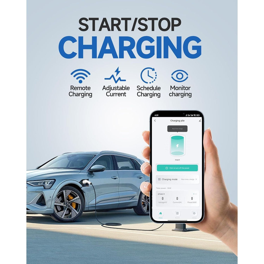 JEEKVISEN Level 2 EV Charger 48Amp 240V NEMA 14 - 50 Plug: Electric Vehicle Charging Station with APP Control, WiFi Enabled EVSE, RFID Card - Compatible with Tesla and All EV Brands (White) - Just Closeouts Canada Inc.
