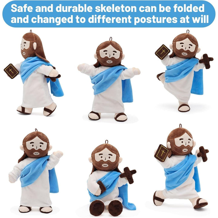 Jesus Plush with Jointed Skeleton Stuffed Doll 13.4" Poseable Jesus with Removable Accessories Easter Gift for Kids (Blue) - Just Closeouts Canada Inc.X004MAXVGZ