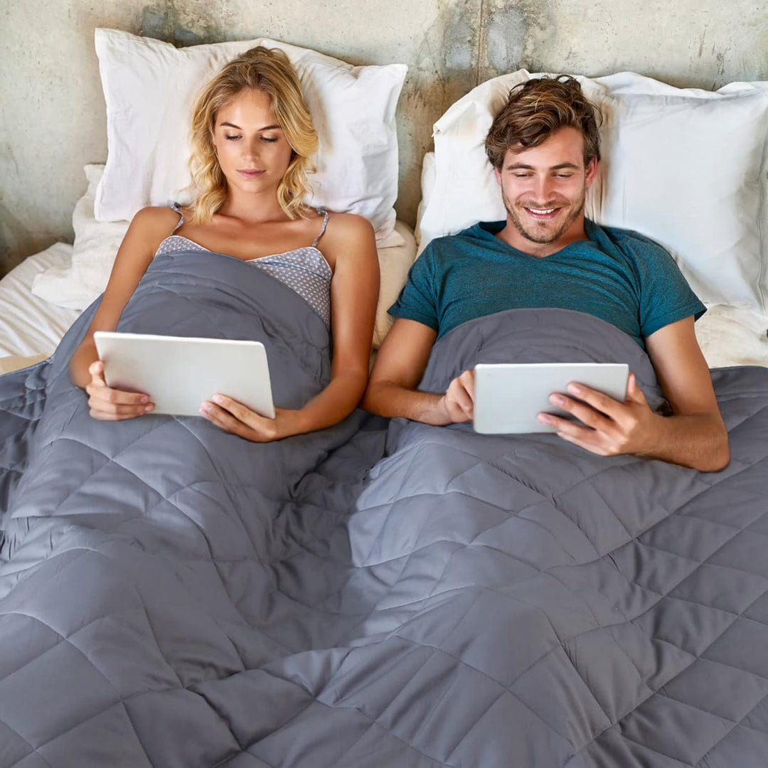 JOLLYVOGUE 7 - Layer Weighted Blanket King Or Queen Size 15 lbs (80''x87') for Adults with Premium Glass Beads - Grey - Just Closeouts Canada Inc.