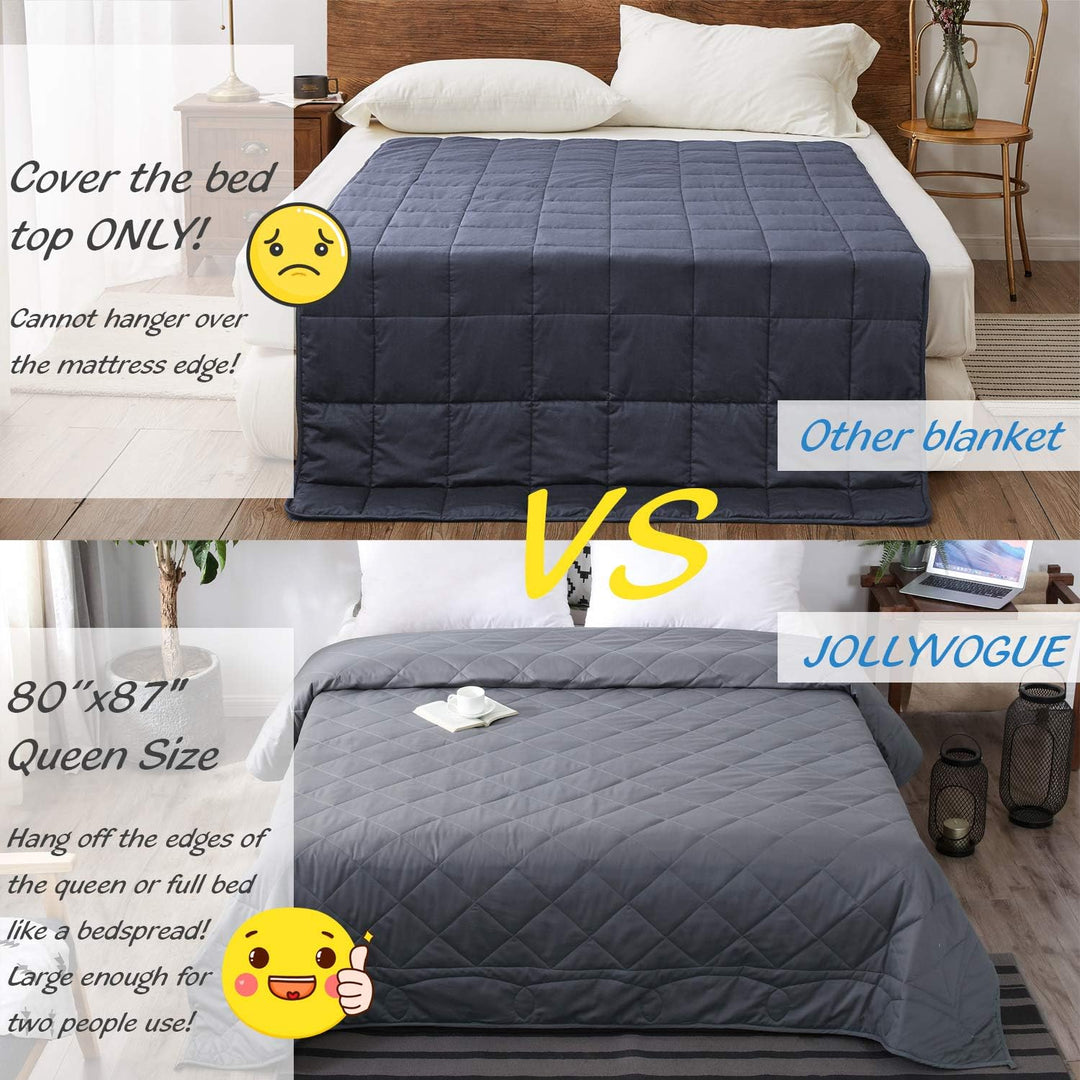 JOLLYVOGUE 7 - Layer Weighted Blanket King Or Queen Size 15 lbs (80''x87') for Adults with Premium Glass Beads - Grey - Just Closeouts Canada Inc.
