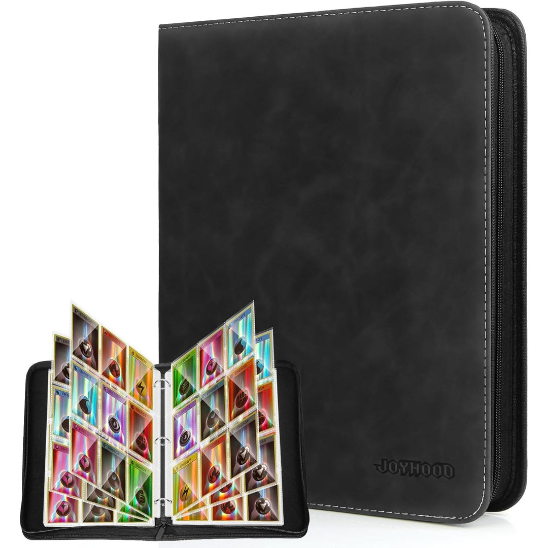 JoyHood Trading Card Binder - Hold Up to 900 Cards, Cards Collection Album for Baseball/Soccer/Basketball/Football Cards (Dark, 9 Pockets) - Just Closeouts Canada Inc.