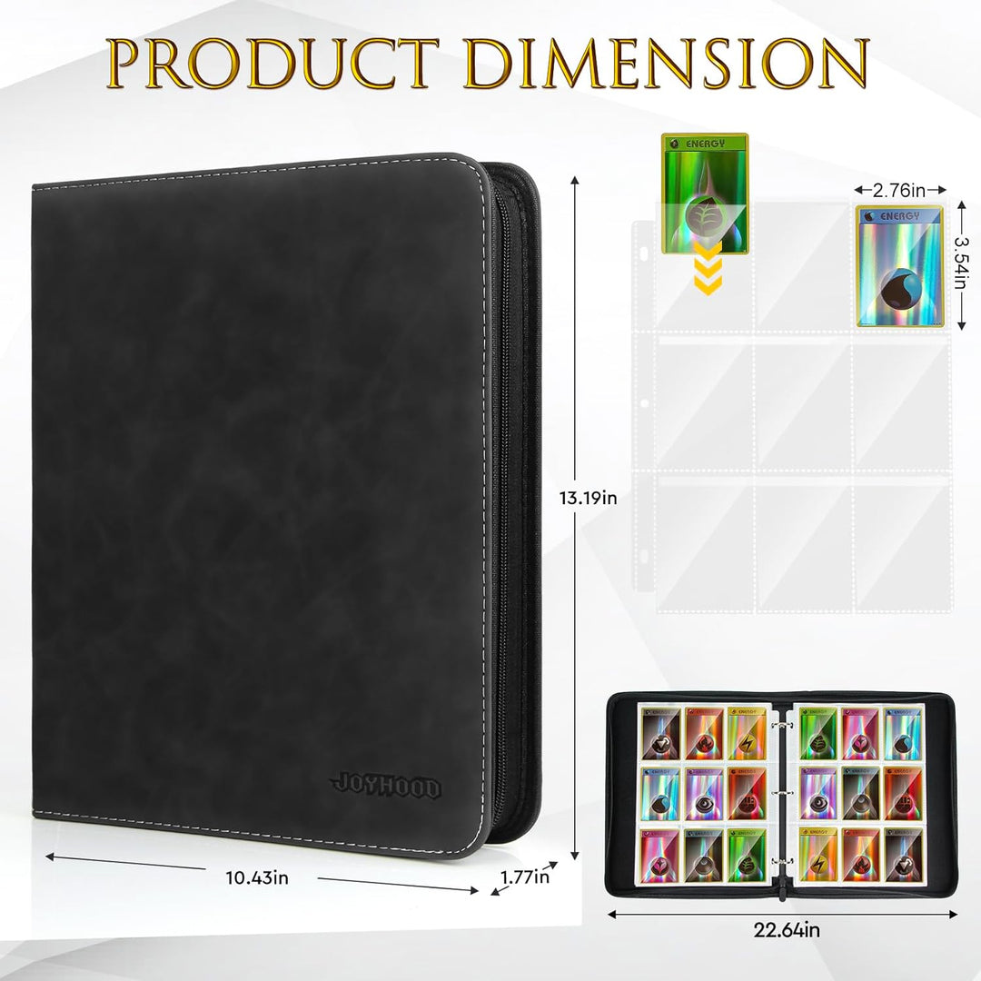 JoyHood Trading Card Binder - Hold Up to 900 Cards, Cards Collection Album for Baseball/Soccer/Basketball/Football Cards (Dark, 9 Pockets) - Just Closeouts Canada Inc.