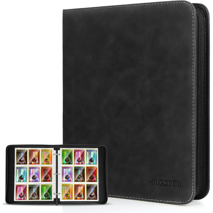 JoyHood Trading Card Binder - Hold Up to 900 Cards, Cards Collection Album for Baseball/Soccer/Basketball/Football Cards (Dark, 9 Pockets) - Just Closeouts Canada Inc.