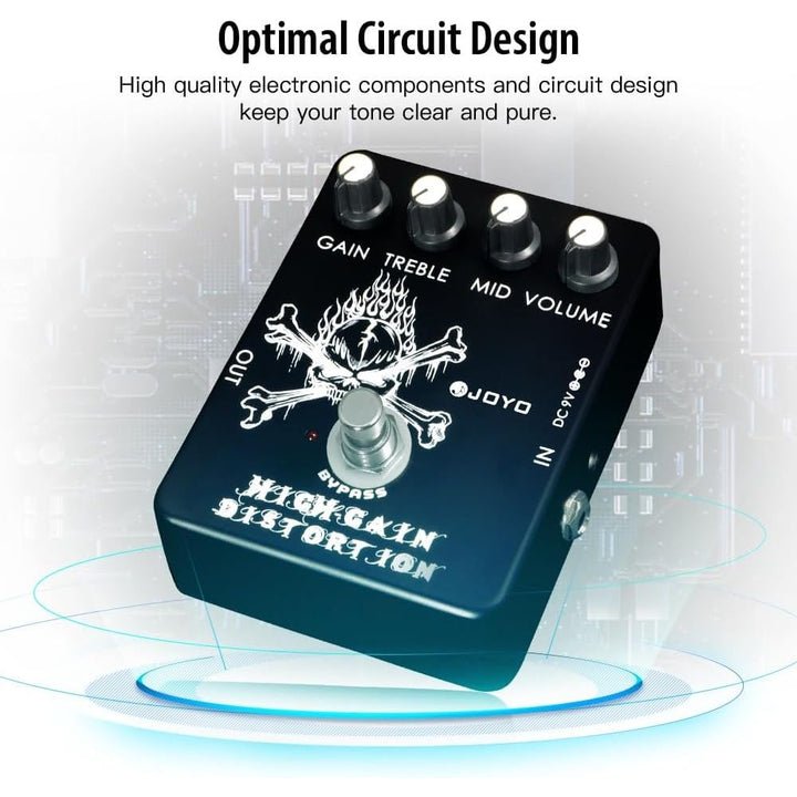 JOYO High Gain Distortion Pedal from AC/DC Crunch to Heavy Metal with Full Range EQ for Electric Guitar Effect - Bypass (JF - 04) - Just Closeouts Canada Inc.