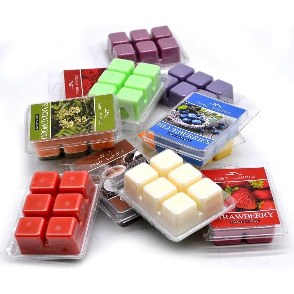 Jucoan 100 Pack Plastic Wax Melt Clamshell Mold, 6 Cavity Square Clear Wax Molds for Wax Melt Candle Soap DIY - Just Closeouts Canada Inc.